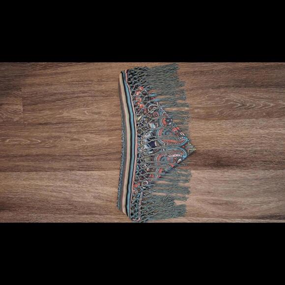 Bohemian Style Fringe Scarf with Paisley Pattern - Picture 1 of 2